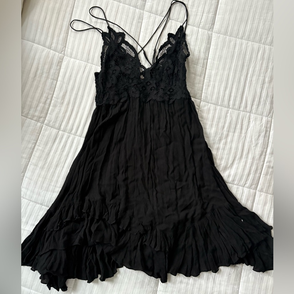 Free People Black Lace Chemise